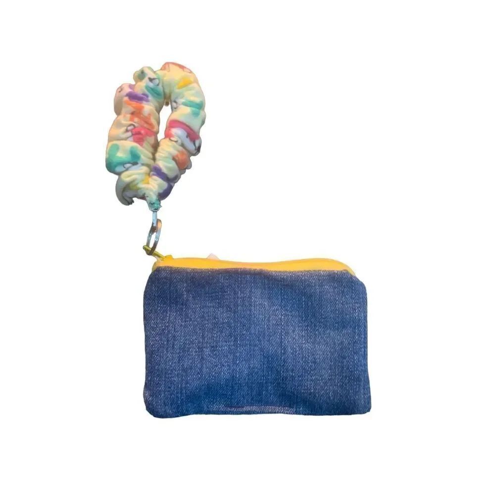 Scrunchie Keychain With Denim Pouch